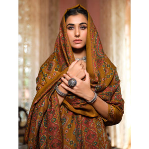 Brown Digital Printed Pashmina Woolen Suit