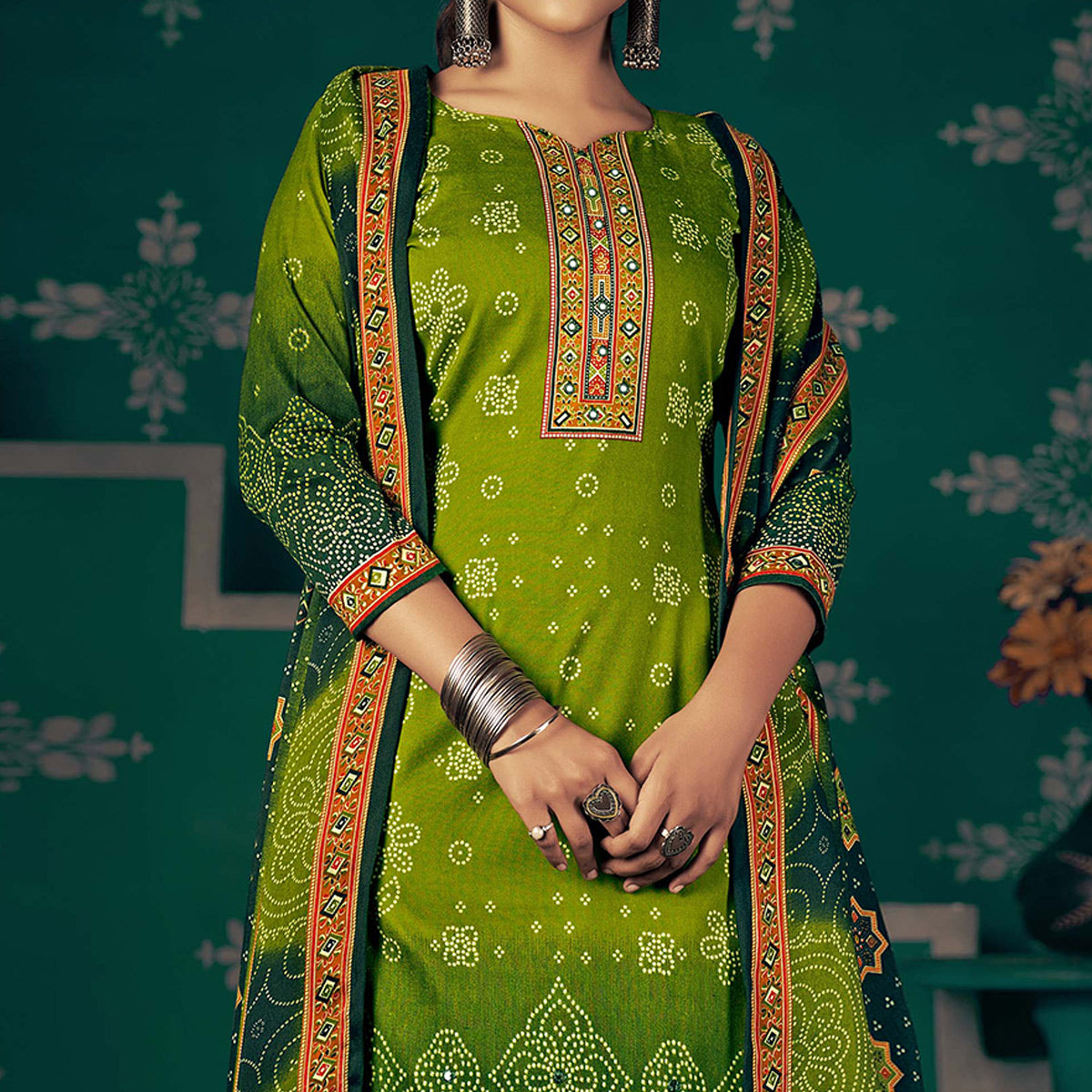 green-bandhani-printed-pashmina-salwar-suit