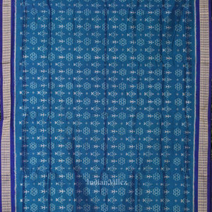 Deep Blue Tribal Theme Sambalpuri Silk Saree