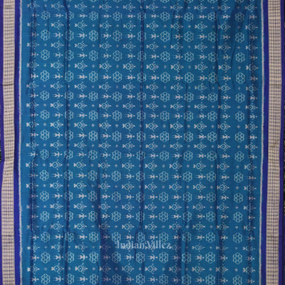 Deep Blue Tribal Theme Sambalpuri Silk Saree
