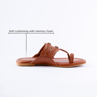 Windsor Tan Solid Kolha Flats