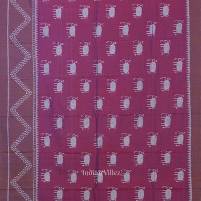 Purple Dual Tone Tribal Theme Sambalpuri Cotton Saree