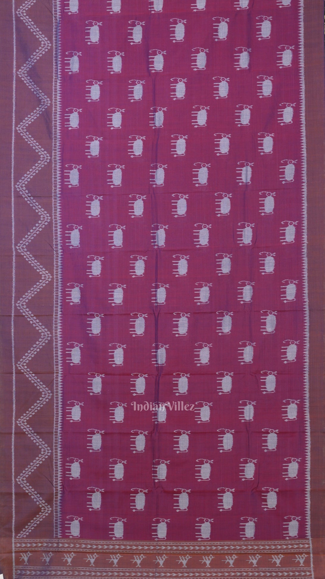 Purple Dual Tone Tribal Theme Sambalpuri Cotton Saree