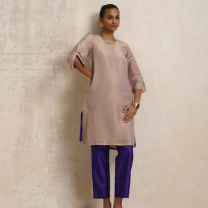 trueBrowns Lilac Tissue Kurta Co-ord Set