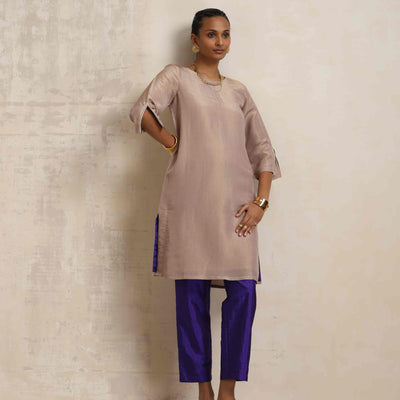 trueBrowns Lilac Tissue Kurta Co-ord Set