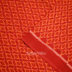 Deep Red Odisha Ikat Cotton Fabric