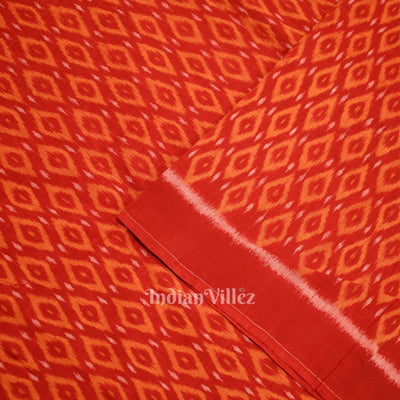 Deep Red Odisha Ikat Cotton Fabric