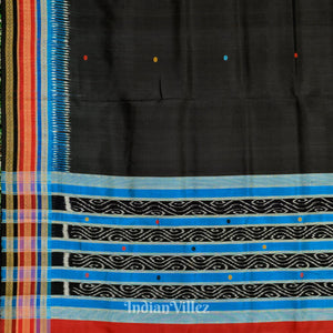 Black Kathiphera Odisha Ikat Khandua Silk Saree