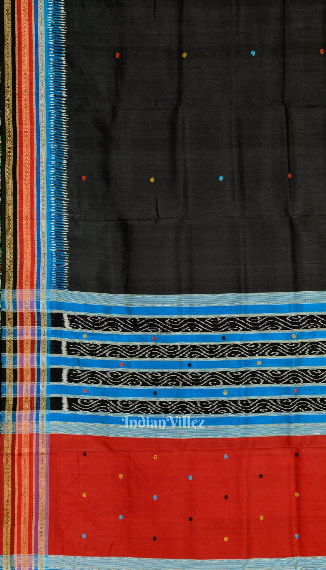 Black Kathiphera Odisha Ikat Khandua Silk Saree