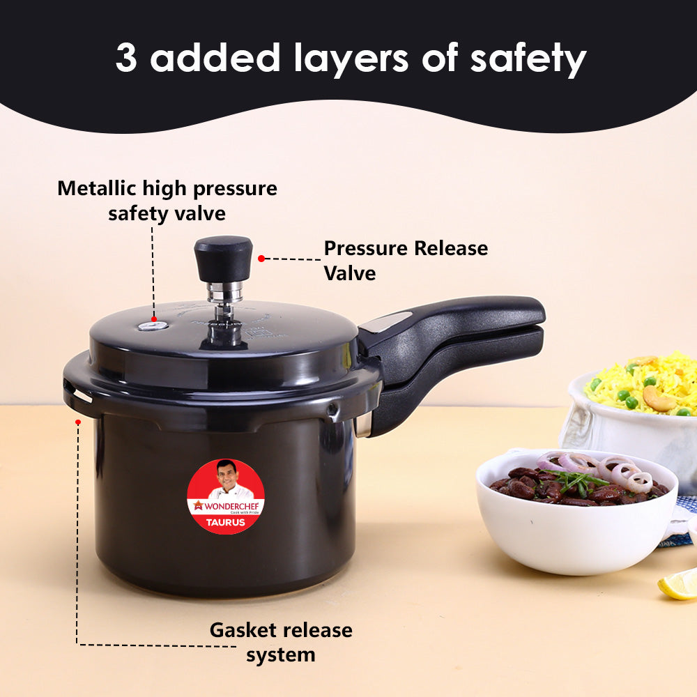 Taurus Hard Anodized 3L Outer Lid Pressure Cooker,.