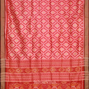 Red Pasapali Theme Odisha Ikat Khandua Silk Saree