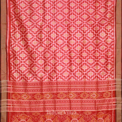 Red Pasapali Theme Odisha Ikat Khandua Silk Saree