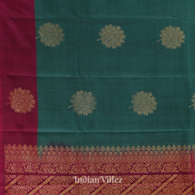 Hunter Green With Royal Maroon Pure Kanjivaram Soft Silk Saree