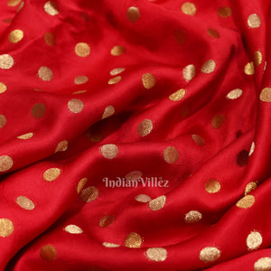 Red Banarasi Silk Saree With Paithani Border and Pallu
