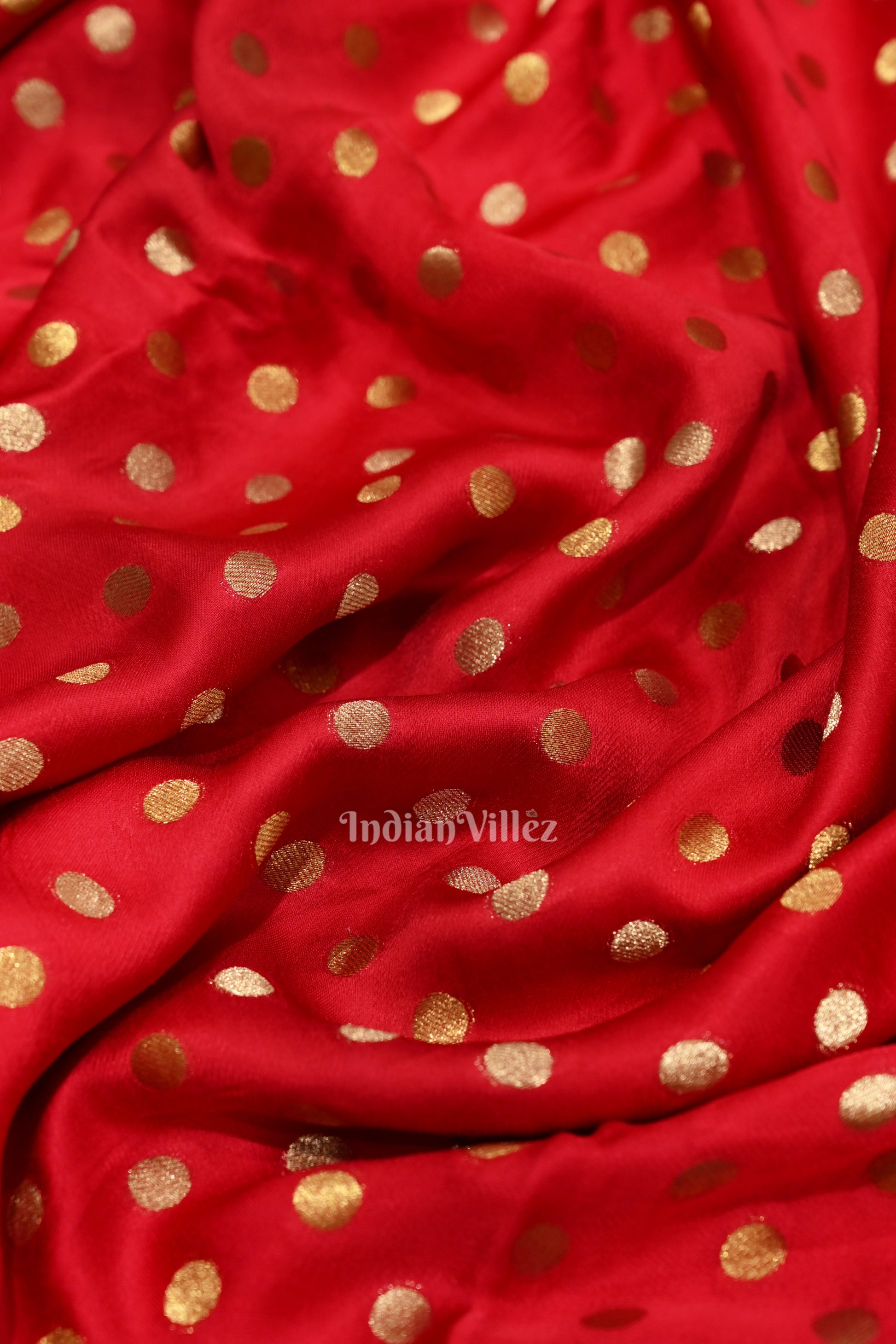 Red Banarasi Silk Saree With Paithani Border and Pallu