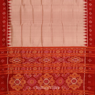 Peach Red Odisha Handloom Jhoti Theme Contemporary Silk Saree