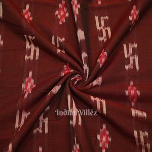 Maroon Swastik Sambalpuri Ikat Cotton Fabric