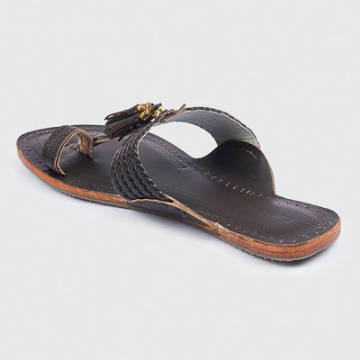 Brown Handstitched Leather Kolhapuri Women Slipper