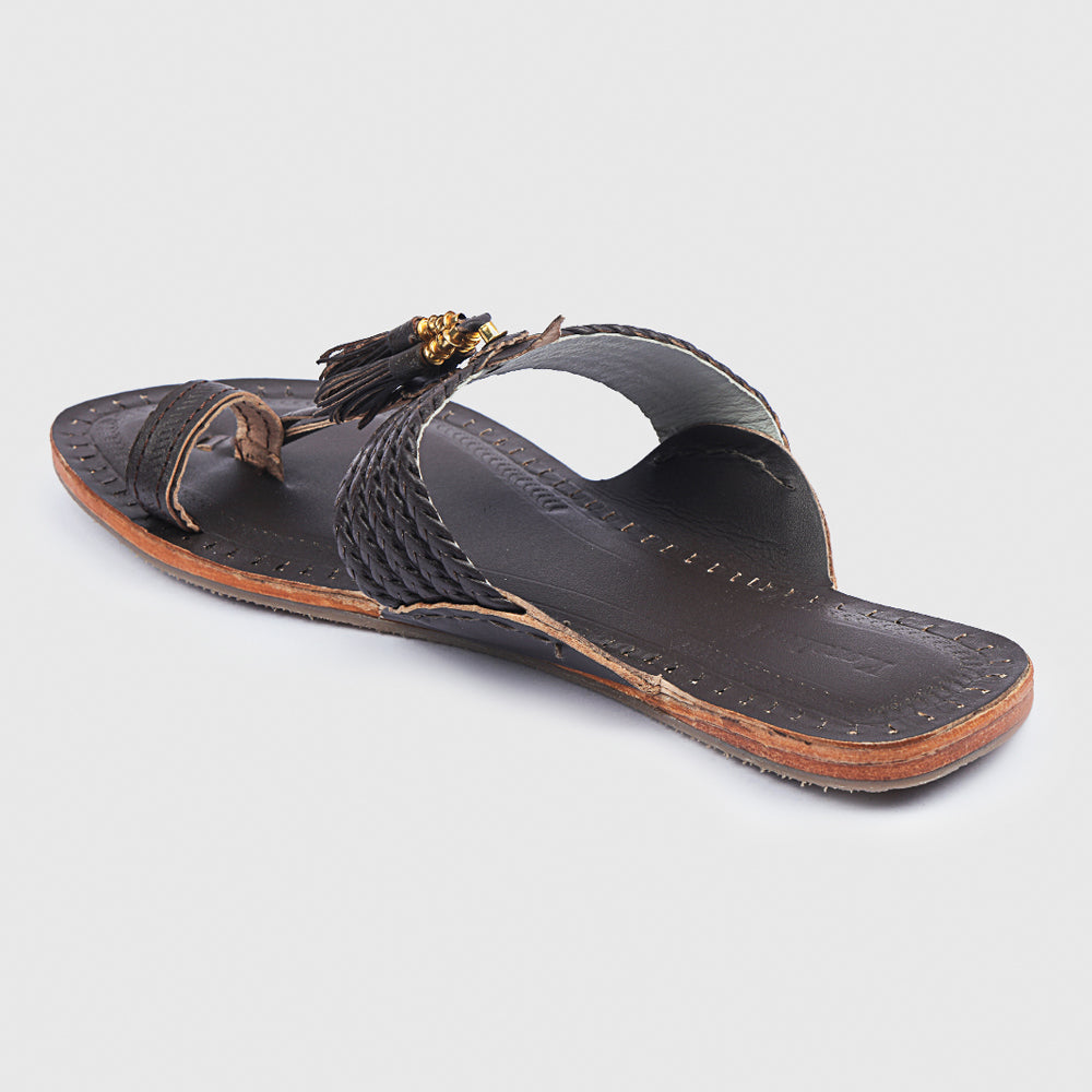 Brown Handstitched Leather Kolhapuri Women Slipper