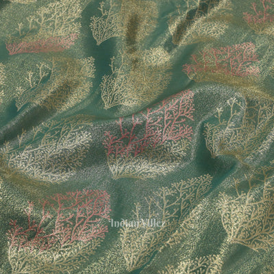 Mint Green With Pink Pure Kanjivaram Tissue Silk Saree