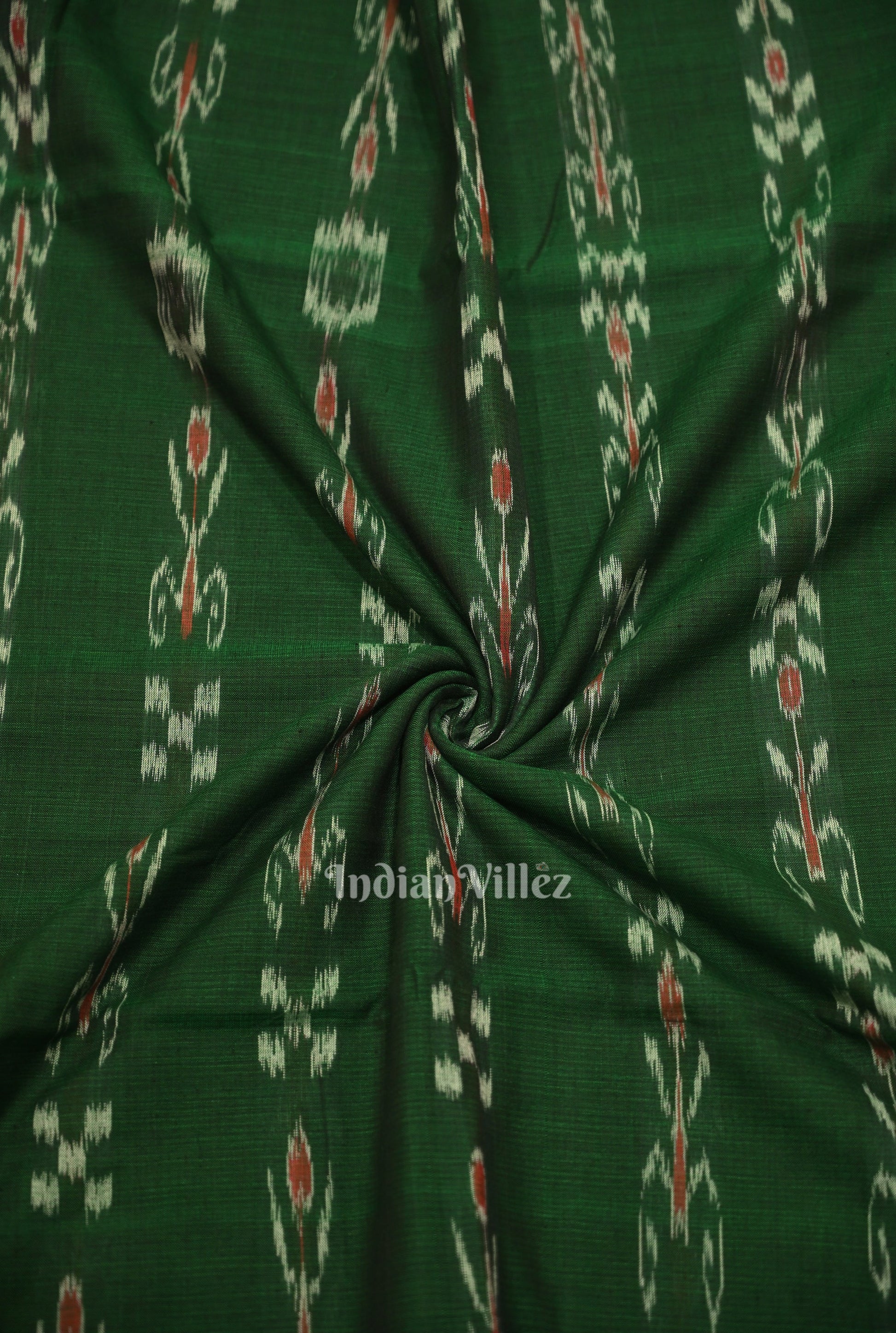Green Mayur Chandrika Sambalpuri Ikat Cotton Fabric