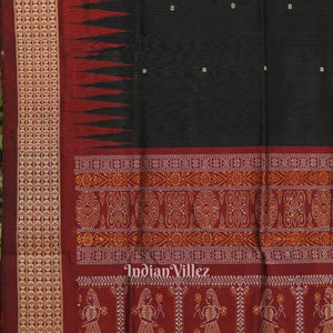 Black Butta Design Bomkai Sambalpuri Silk Saree