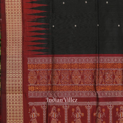 Black Butta Design Bomkai Sambalpuri Silk Saree