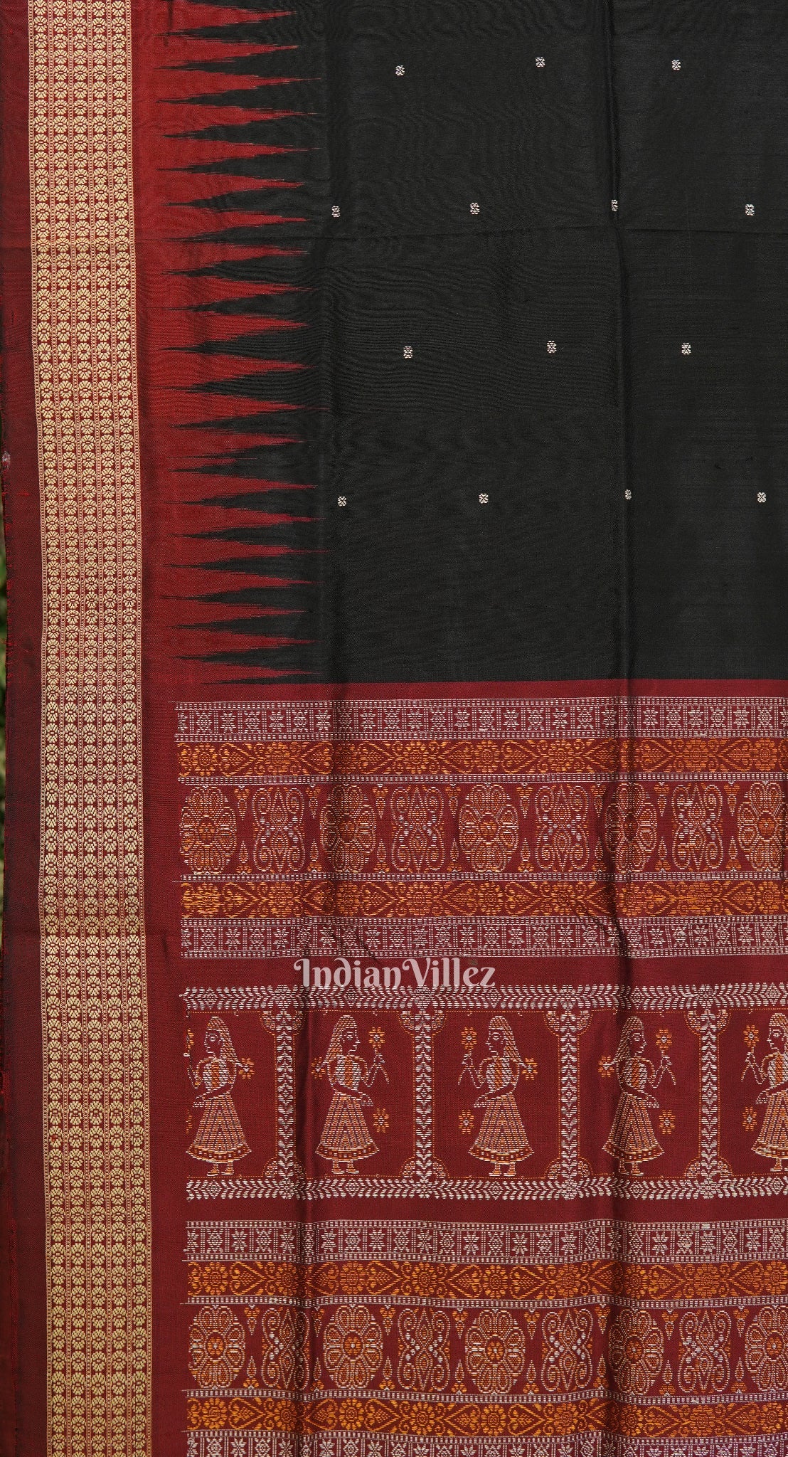 Black Butta Design Bomkai Sambalpuri Silk Saree