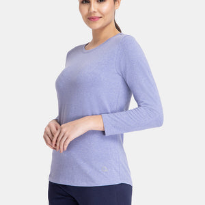 Essential Long Sleeve Round Neck T-Shirt - Infinity Blue Marl