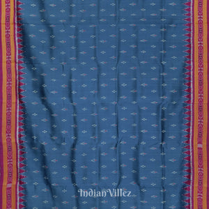 Steel Blue Mayur Chandrika Odisha Ikat Khandua Silk Saree
