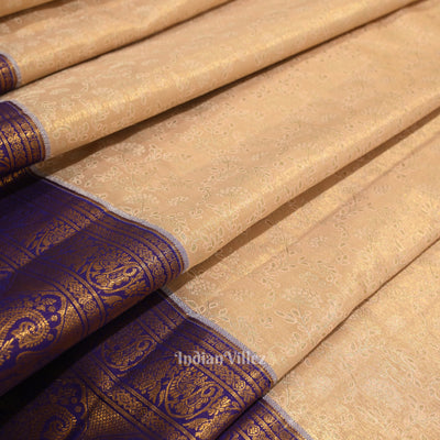 Light Orange Pure Kanjivaram Tissue Silk Saree