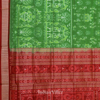 Green Odisha Ikat Tribal Exclusive Sambalpuri Silk Patta Saree