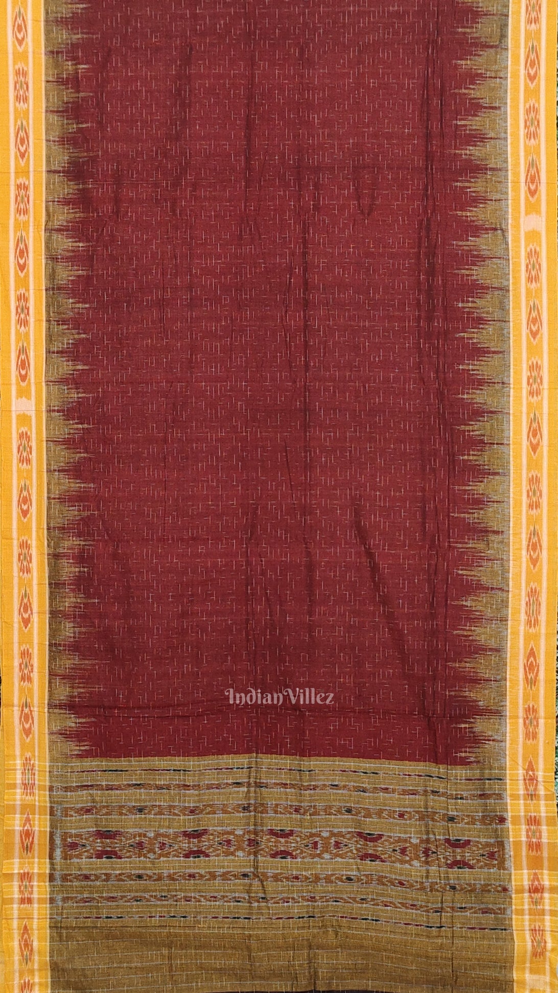 Maroon Jharana Maniabandha Cotton Saree