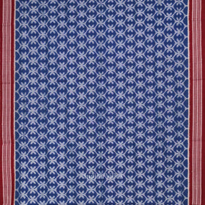 Blue Maroon Floral Theme Sambalpuri Ikat Cotton Saree