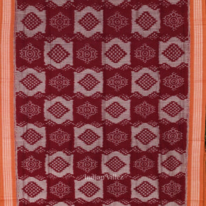 Maroon Orange Pasapali Odisha Sambalpuri Pure Cotton Saree