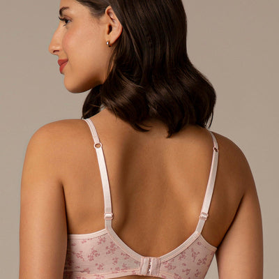 Simply Soft Padded Non-Wired Cotton Bra - Pink Floral Print