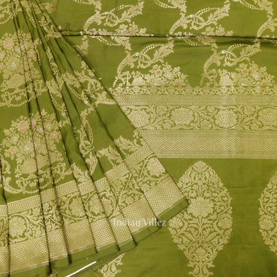 Green Meenakari Banarasi Katan Silk Saree