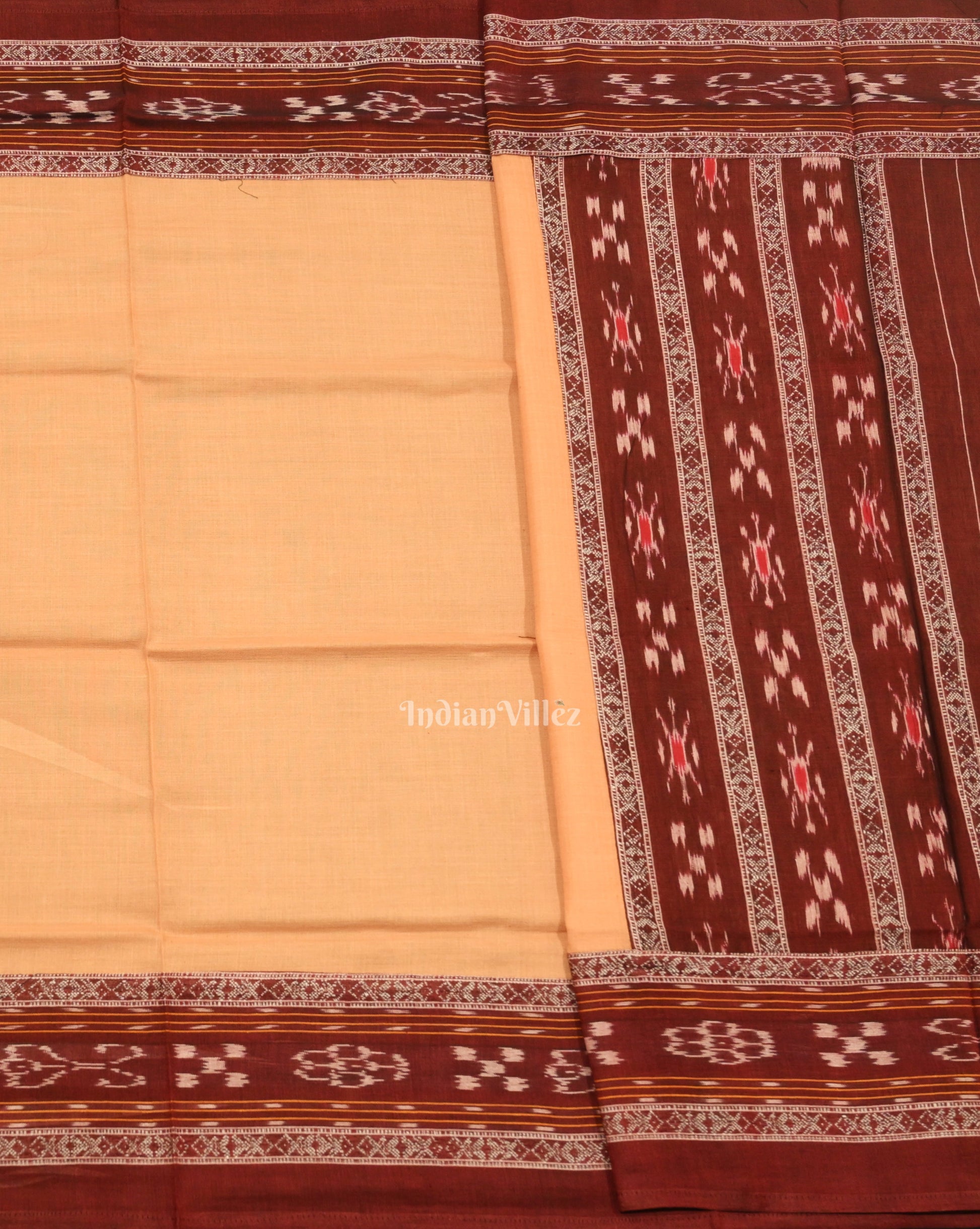 Maroon Cream Flower Buti Odisha Ikat  Sambalpuri Dress Set & Dupatta