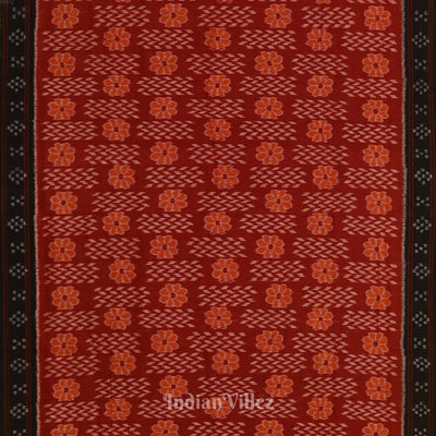 Deep Maroon with Black Odisha  Sambalpuri Pure Cotton Saree
