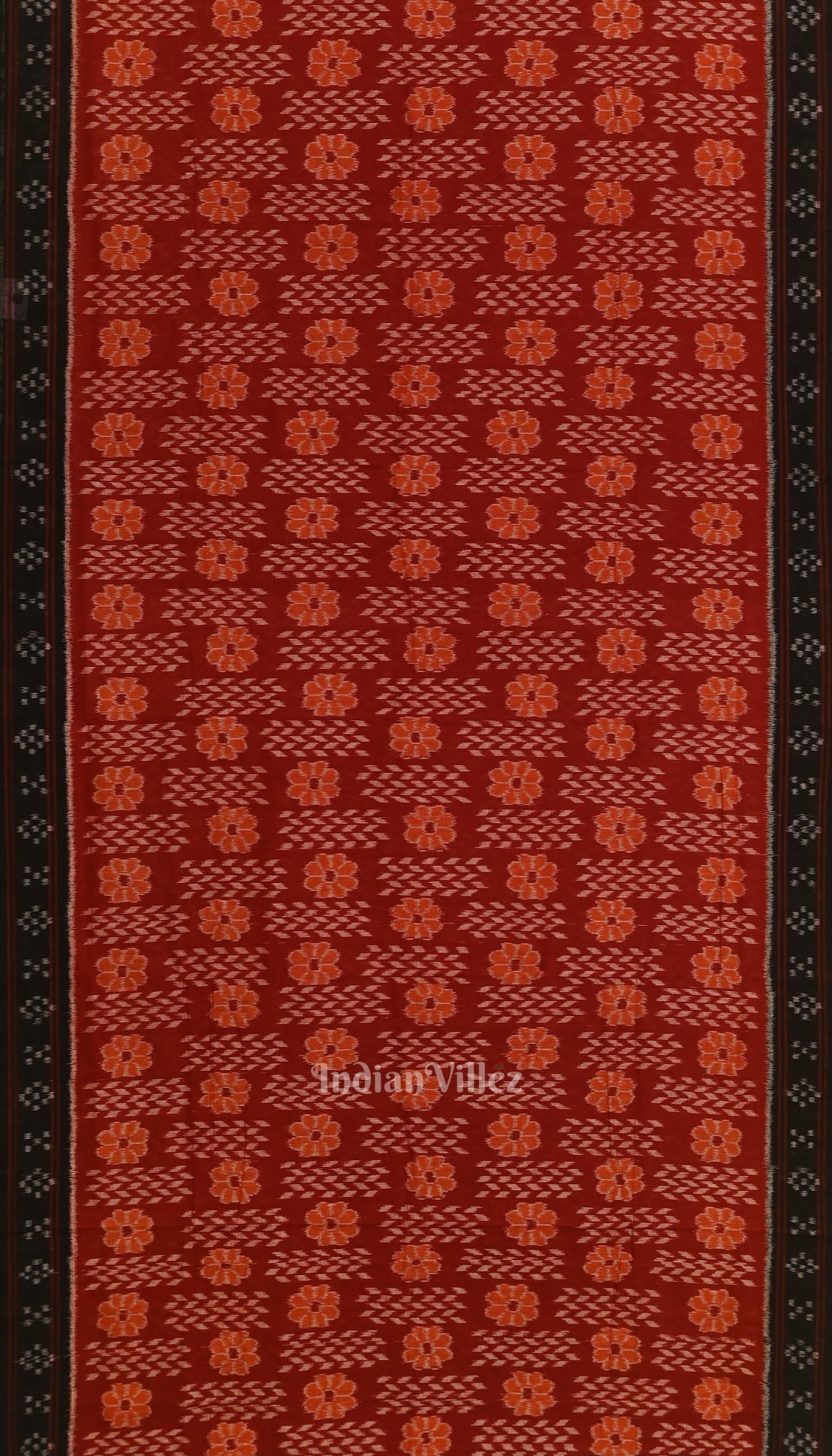 Deep Maroon with Black Odisha  Sambalpuri Pure Cotton Saree
