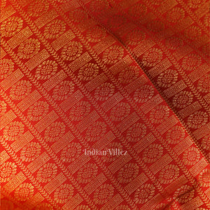 Blood Red pure Kanjivaram Silk Saree with  Zari Brocade