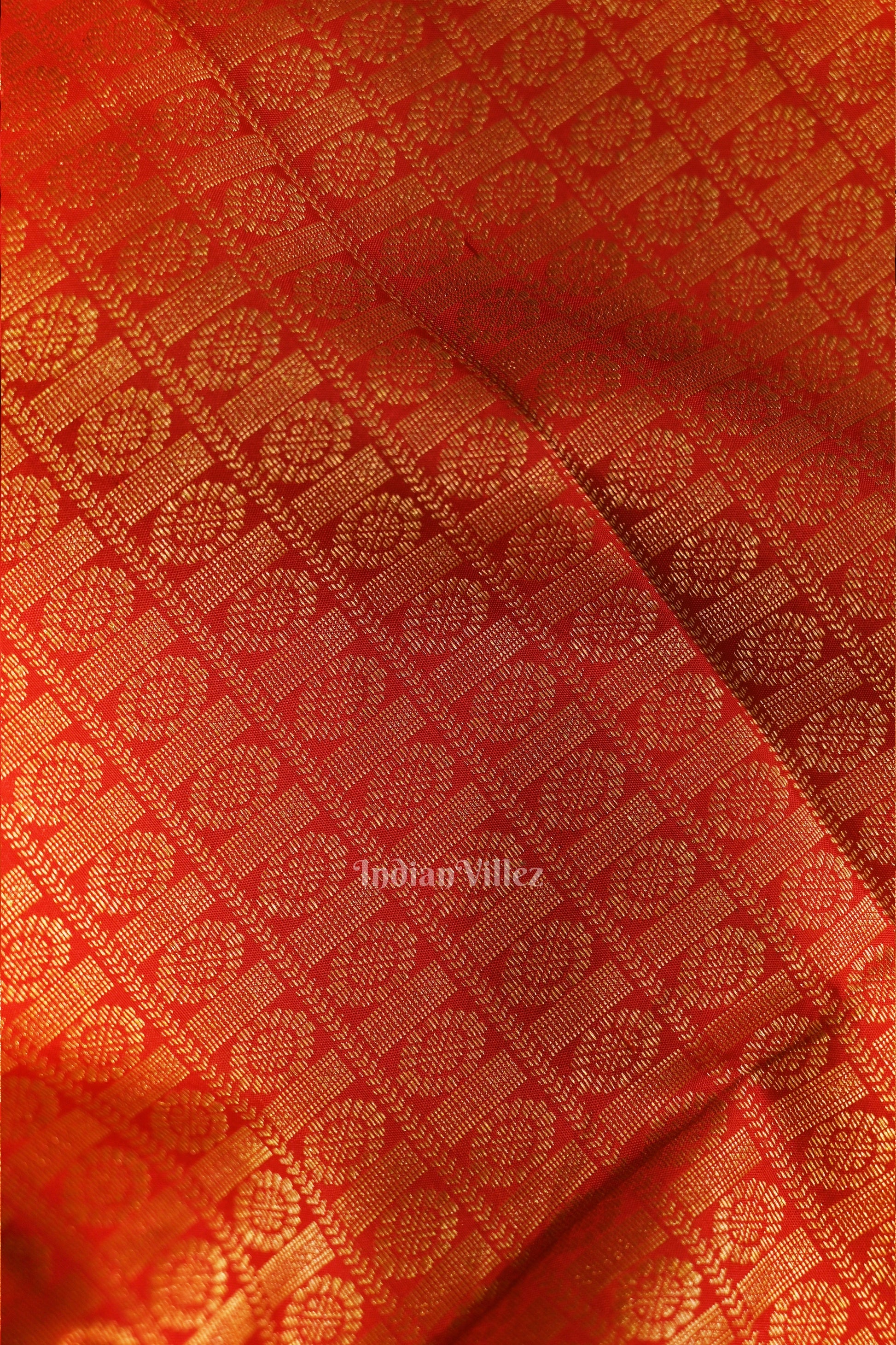 Blood Red pure Kanjivaram Silk Saree with  Zari Brocade
