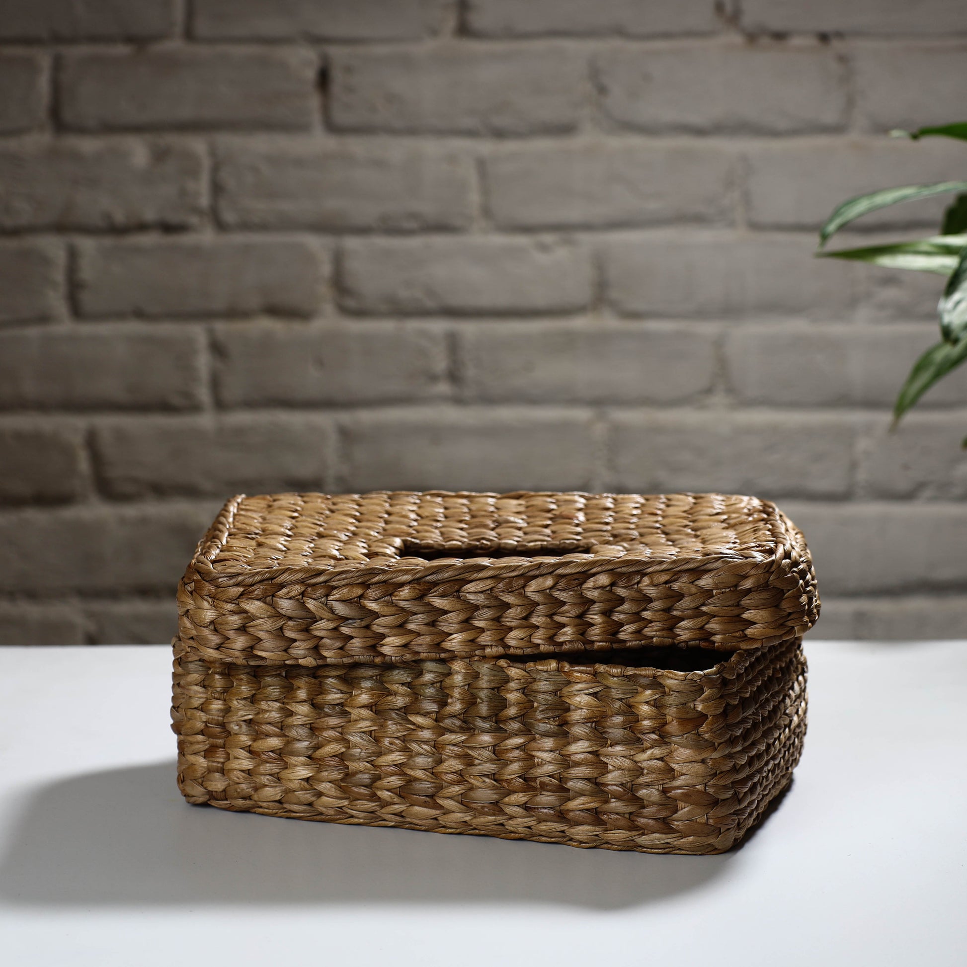 Brown - Handmade Organic Water Hyacinth Rectangular Tissue Box 01