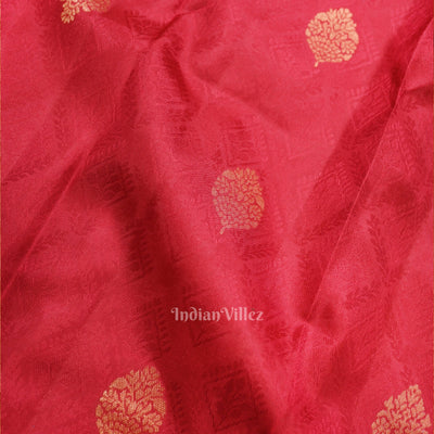Cherry Red Pure Kanjivaram Silk Saree with Zari Brocade