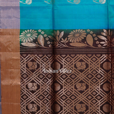 Sky Coffee Handwoven Bishnupuri Silk Saree