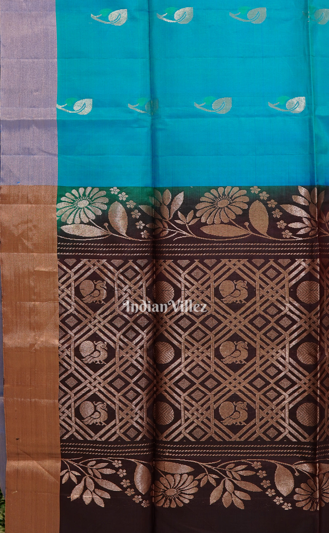 Sky Coffee Handwoven Bishnupuri Silk Saree