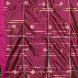 Rani Magenta Dual Tone Pure Banarasi Katan Silk Saree with Zardosi Work