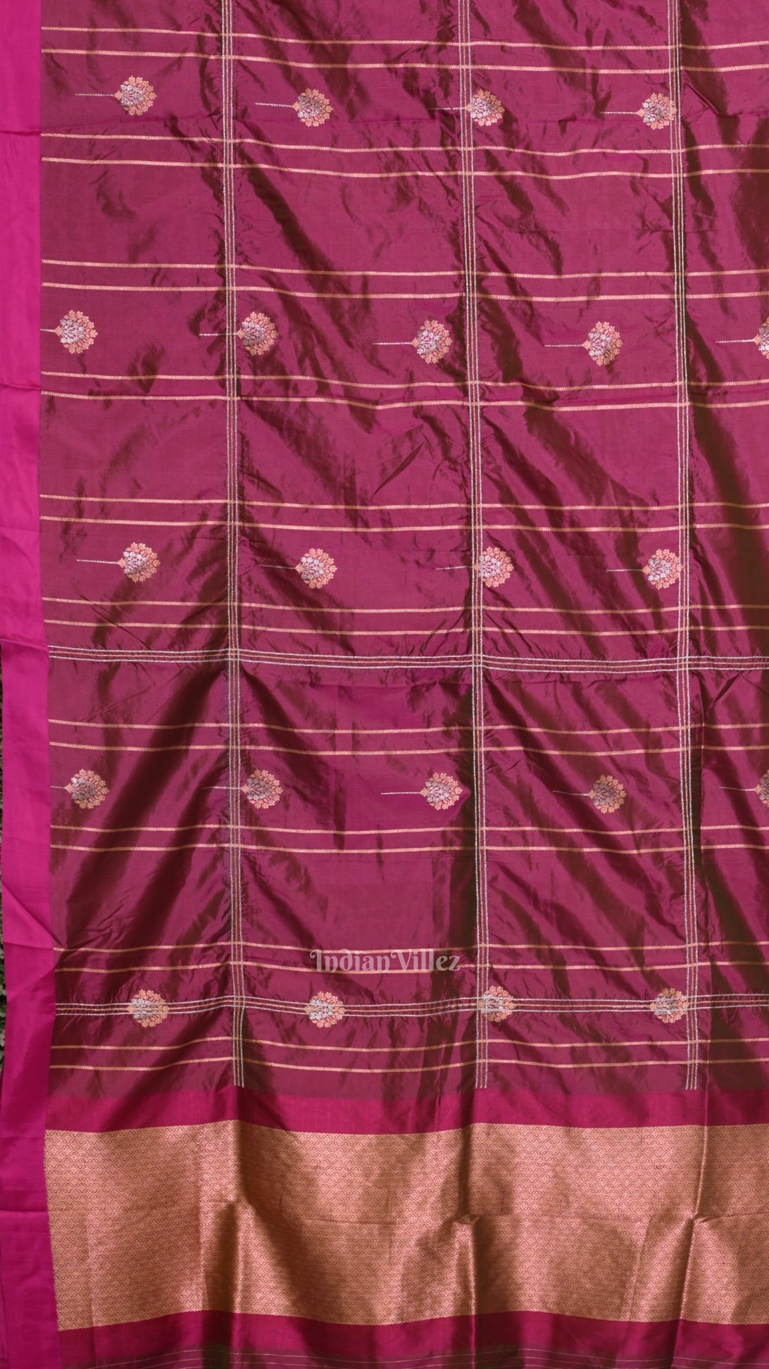 Rani Magenta Dual Tone Pure Banarasi Katan Silk Saree with Zardosi Work