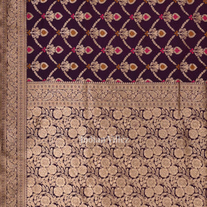 Purple Dual Tone Meenakari Pure Mashru Satin Silk Banarasi Saree