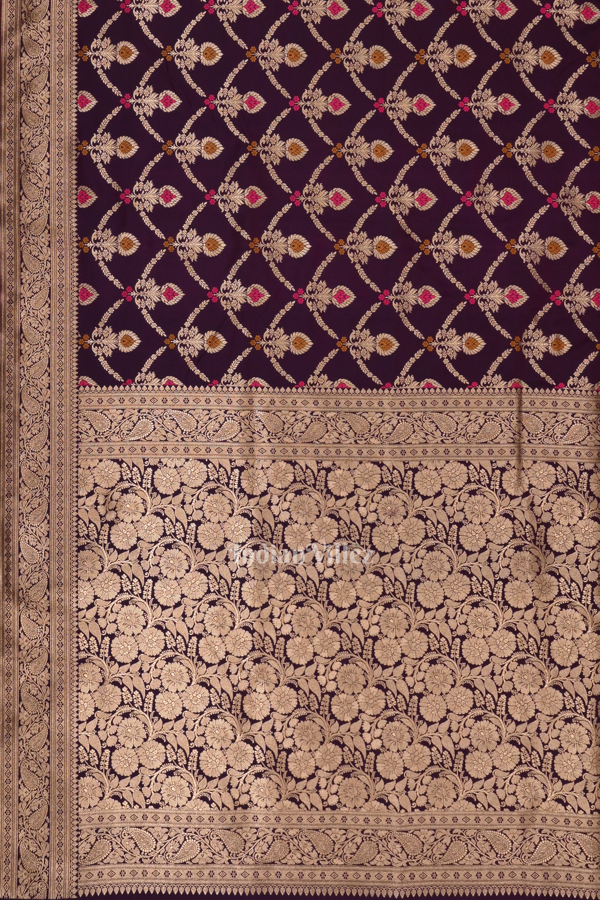 Purple Dual Tone Meenakari Pure Mashru Satin Silk Banarasi Saree